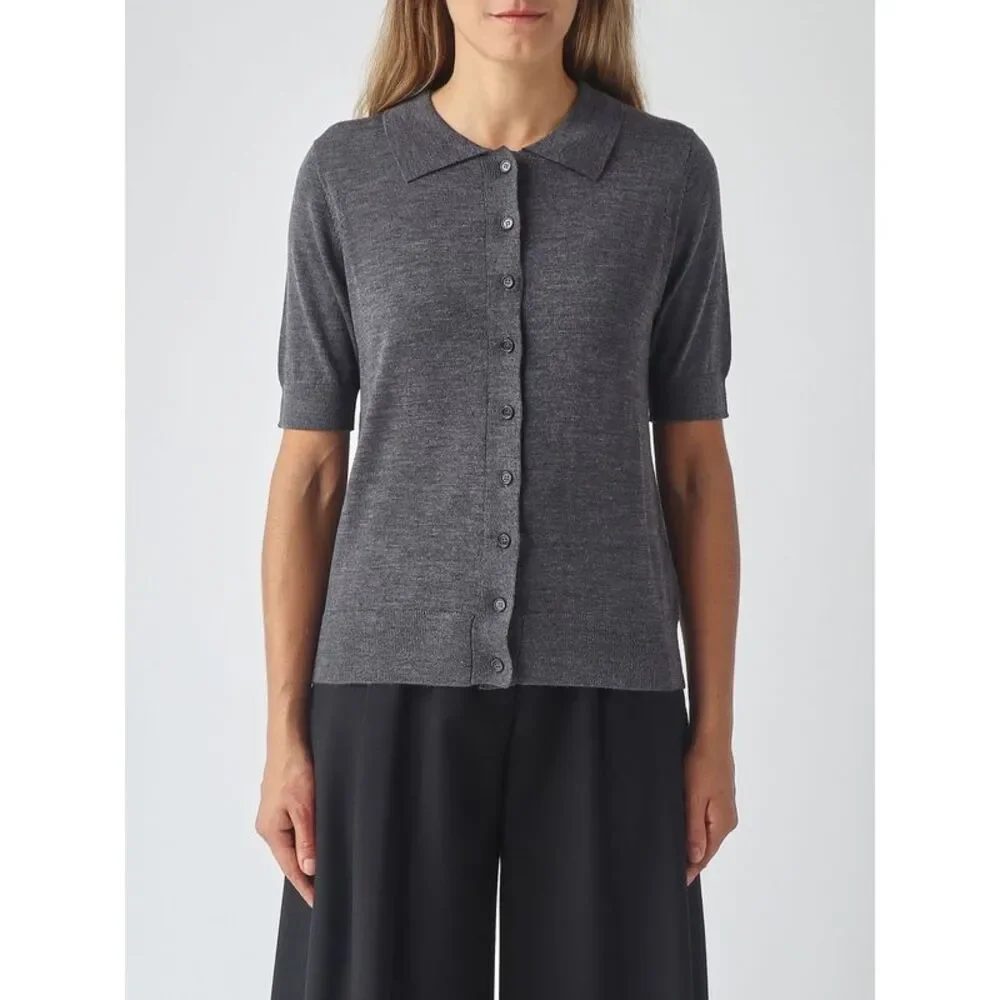 Meimeij Women Meimeij Short-Sleeved Slim Fit Cardigan In Pure Virgin Wool